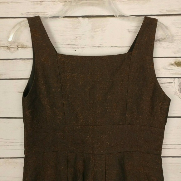 Theory Rakia Dress Sleeveless Brown Metallic Sz 8 - Picture 5 of 7